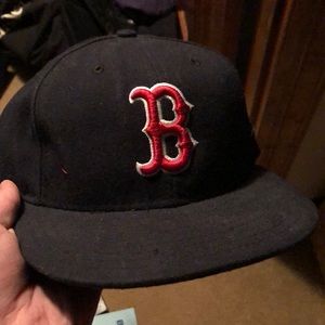 Red Sox on field new era hat